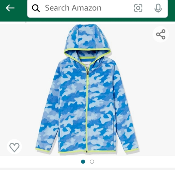 Amazon Essentials Blue Fleece Camo Hoodie jacket - Picture 2 of 8